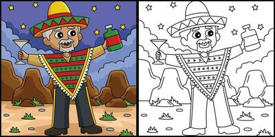 cinco de maionese mexicano homem bebendo ilustração vetor