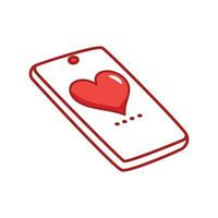 Smartphone namorados elemento ilustração Projeto com corações em a tela vetor