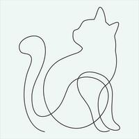 contínuo linha mão desenhando vetor ilustração gato arte