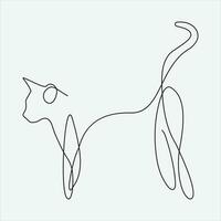 contínuo linha mão desenhando vetor ilustração gato arte