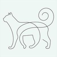 contínuo linha mão desenhando vetor ilustração gato arte