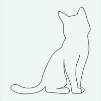 1 linha mão desenhado gato esboço vetor ilustração