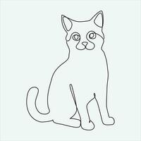 contínuo linha mão desenhando vetor ilustração gato arte