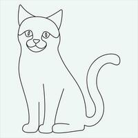 1 linha mão desenhado gato esboço vetor ilustração