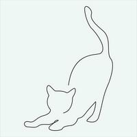 contínuo linha mão desenhando vetor ilustração gato arte