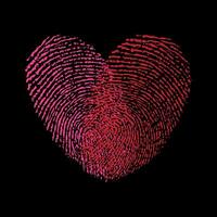 vetor coração forma impressões digitais biométrico identidade placa