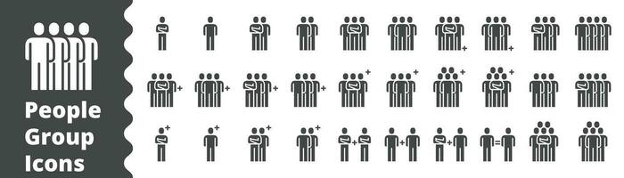 pessoas ícones sólido glifo trabalhos grupo equipe vetor conjunto , pessoa , parceiro, trabalhador empregado