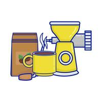 moedor café, vidro café beber com café embalagem ilustração vetor