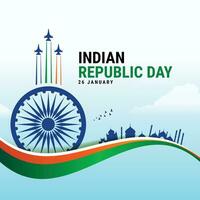 Dia 26 janeiro república dia do Índia celebração com feliz indiano república dia modelo bandeira Projeto. feliz república dia do Índia vetor