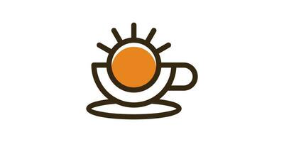 logotipo Projeto combinação do café copo forma com sol, ícone, vetor, símbolo. vetor