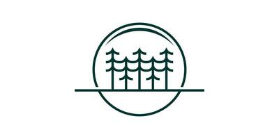logotipo Projeto combinação do círculo formas com pinho árvores, florestas, ícones, vetores, símbolos. vetor