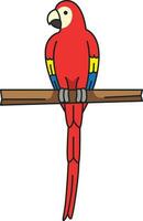 papagaio em uma ramo ícone dentro desenho animado estilo em uma branco fundo vetor