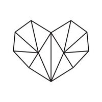 Frame geométrico da forma do coração do símbolo do vetor com lugar para o texto. Amo o ícone para cartão ou casamento, dia dos namorados, tatuagem, impressão. Vector caligrafia ilustração isolado em um fundo branco