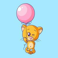 fofa leoa carregando balões vetor