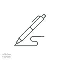 caneta, escrever ícone. simples esboço estilo. assinatura caneta, papel, tinta, sinal, lápis, ferramenta, Educação conceito. fino linha símbolo. vetor ilustração isolado. editável AVC.