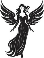 radiante serenidade Preto anjo logotipo celestial elegância anjo asas ícone vetor