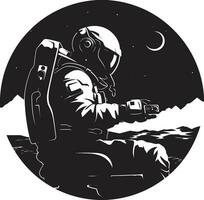 zero gravidade explorador astronauta vetor ícone orbital viajante Preto astronauta emblema