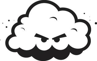 furioso cumulus Preto Bravo nuvem logotipo tempestuoso raiva desenho animado nuvem vetor ícone
