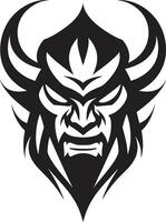 infernal olhar fixamente agressivo diabo vetor ícone demoníaco raiva Preto logotipo com diabo s face