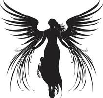 radiante serenidade Preto anjo logotipo celestial elegância anjo asas ícone vetor
