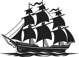 antigo odisséia vetor navio emblema marítimo herança Preto antigo navio logotipo