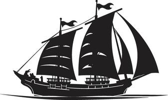 histórico embarcação antigo navio emblema lendário navegante Preto navio ícone vetor