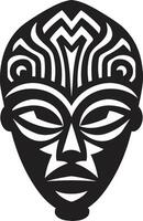 ritualístico enigma africano tribo mascarar dentro vetor espiritual herança icônico tribal mascarar logotipo Projeto