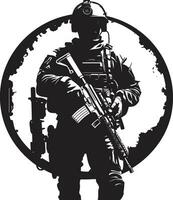 guardião bravura Preto militar ícone Projeto combate precisão vetor armado forças logotipo