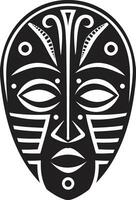 ancestral sussurros Preto logotipo ícone do tribal mascarar ritualístico enigma africano tribo mascarar dentro vetor