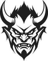 diabólico alvoroço agressivo diabo vetor ícone infernal careta Preto logotipo do diabo s fúria