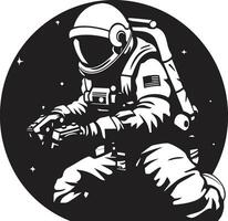 interestelar aventureiro Preto espaço logotipo zero gravidade explorador astronauta vetor ícone