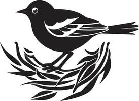 ninho O Criador Preto pássaro emblema aviária montador vetor ninho Projeto