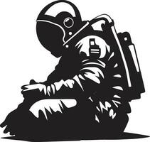 galáctico pioneiro astronauta capacete símbolo interestelar aventureiro Preto espaço logotipo vetor
