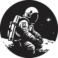 cosmos pioneiro Preto astronauta símbolo galáctico fronteira astronauta emblema Projeto vetor