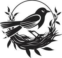 pássaro s refúgio Preto logotipo emblema ninho O Criador aviária vetor Projeto