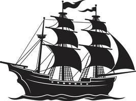 clássico marinheiros vetor navio ícone dentro Preto histórico odisséia antigo navio emblema