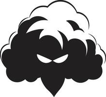 Sombrio fúria Bravo desenho animado nuvem emblema enfurecido nuvem de tempestade Preto nuvem vetor Projeto