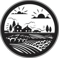 rural retiro agrícola casa de fazenda emblema colheita santuário Preto vetor logotipo para fazendas