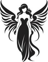 celestial graça anjo asas emblemático ícone divino serenidade Preto anjo logotipo Projeto vetor