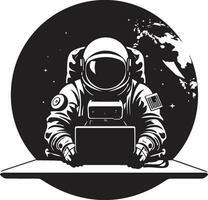 cosmos viajante Preto espaço explorador logotipo galáctico expedicionário astronauta vetor ícone