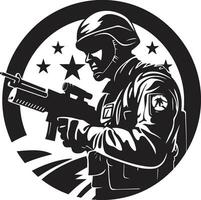 Guerreiro força vetor militar emblema dentro Preto militante precisão armado forças Preto logotipo Projeto