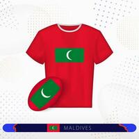 Maldivas rúgbi jérsei com rúgbi bola do Maldivas em abstrato esporte fundo. vetor