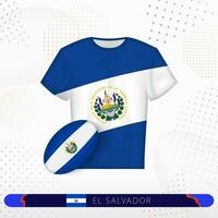 el salvador rúgbi jérsei com rúgbi bola do el salvador em abstrato esporte fundo. vetor