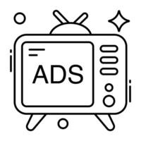 moderno Projeto ícone do televisão de Anúncios vetor