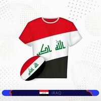 Iraque rúgbi jérsei com rúgbi bola do Iraque em abstrato esporte fundo. vetor