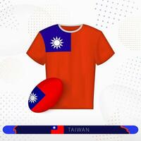 Taiwan rúgbi jérsei com rúgbi bola do Taiwan em abstrato esporte fundo. vetor
