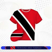 trinidad e tobago rúgbi jérsei com rúgbi bola do trinidad e tobago em abstrato esporte fundo. vetor