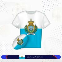 san marino rúgbi jérsei com rúgbi bola do san marino em abstrato esporte fundo. vetor