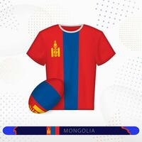 Mongólia rúgbi jérsei com rúgbi bola do Mongólia em abstrato esporte fundo. vetor