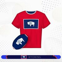 Wyoming rúgbi jérsei com rúgbi bola do Wyoming em abstrato esporte fundo. vetor